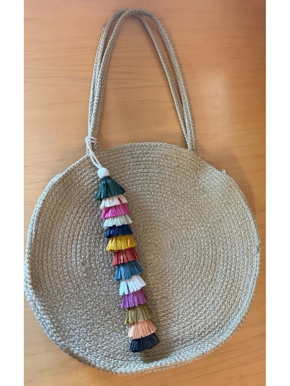 Straw handwoven round shoulder bag